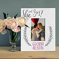 Vista 6 de Lara Laser Works He Asked She Said Yes - Marco de fotos personalizado para parejas con nombres, 2 tamaños y 2 orientaciones, regalos para parejas