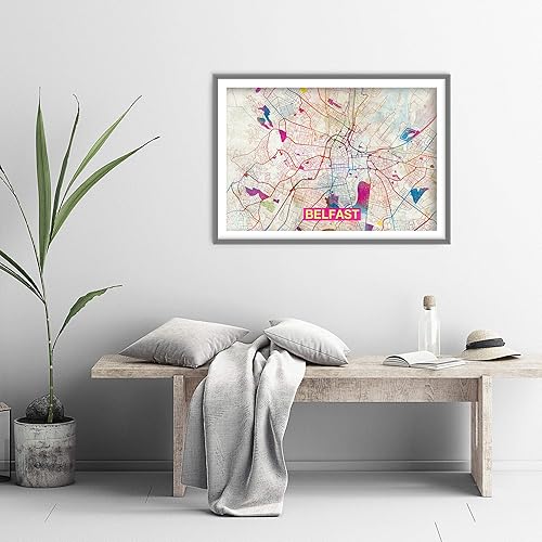 Miniatura 4 de Impresiones Mapa de Belfast - Impresión artística original (arco iris) - Mapa de la calle de la ciudad de Belfast, Irlanda - Póster de acuarela