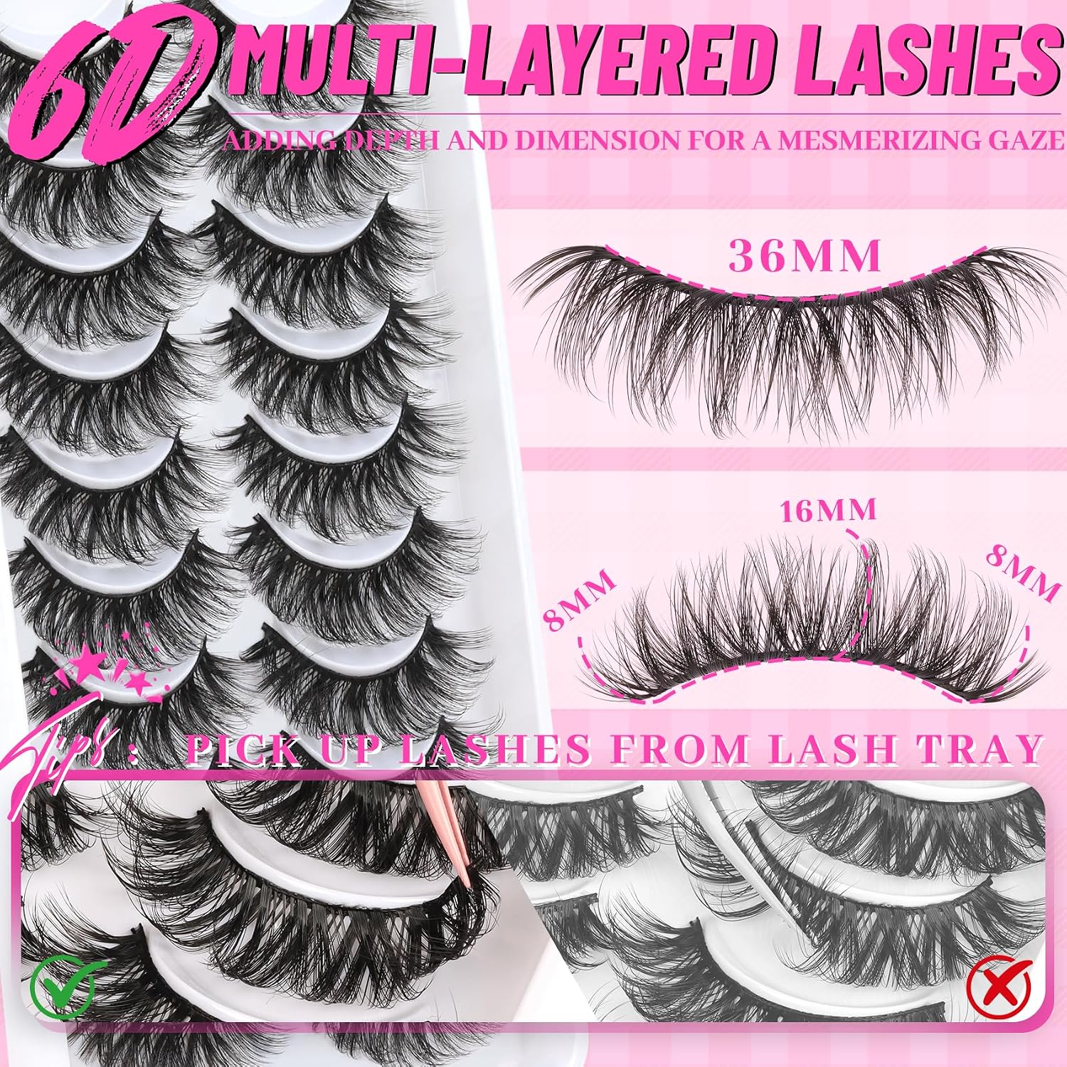 Veleasha Lashes Fluffy Eyelashes Wispy False Eyelashes (6D17) image 4