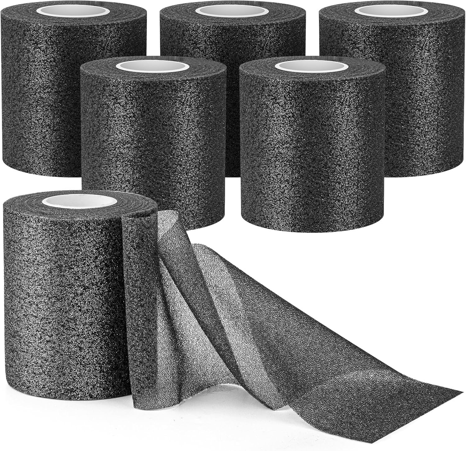 AYNAUHX 6 Pack Pre Wrap for Hair Soccer, Black Athletic