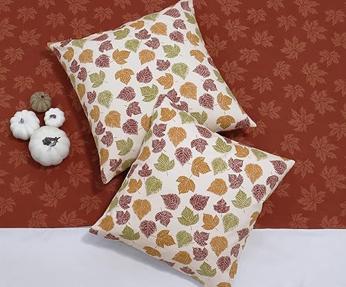 Miniatura 4 de PurpleEssences Decoraciones de otoño, fundas de almohada para porche al aire libre, hojas de arce, fundas de cojín de 18 x 18 pulgadas, juego de 2