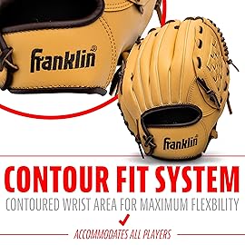 Franklin Sports Field Master Baseball + Softball Glove - Field Master Adult + Youth Baseball + Softball Mitt - Men\'s + Women\'s Gloves - Right Hand Throw - 10 - Camel Brown