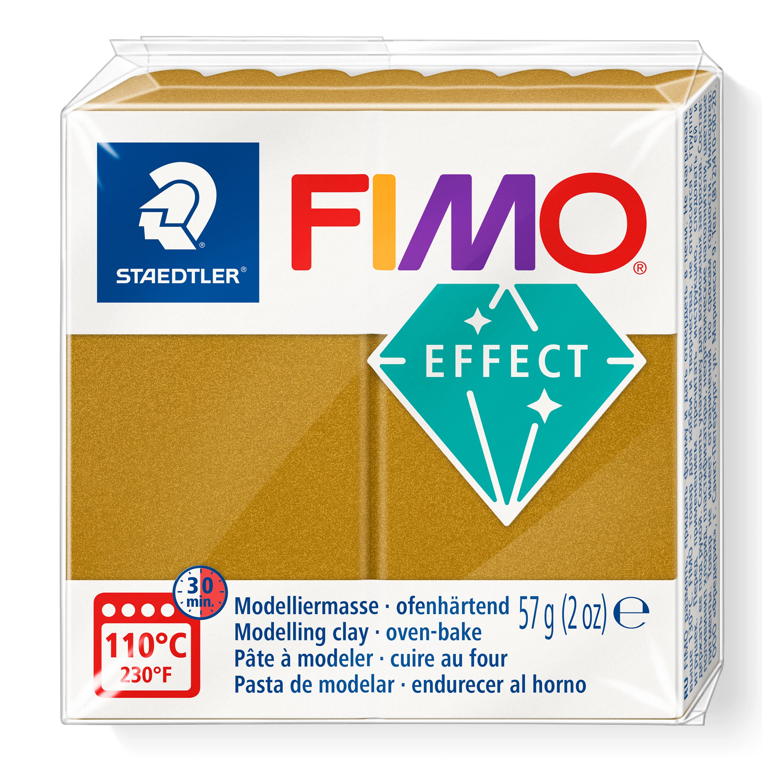 STAEDTLER 8010-11 FIMO Effect Oven-Hardening Polymer Modelling Clay - Metallic Gold (57g)