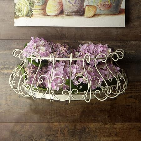 Etagere Mural Support En Metal Support De Fleurs Mural Jardiniere Demi Lune Murale Shabby Chic Et Romantique Arabesques 55x20 Ivoire Fer Forge Amazon Fr Jardin