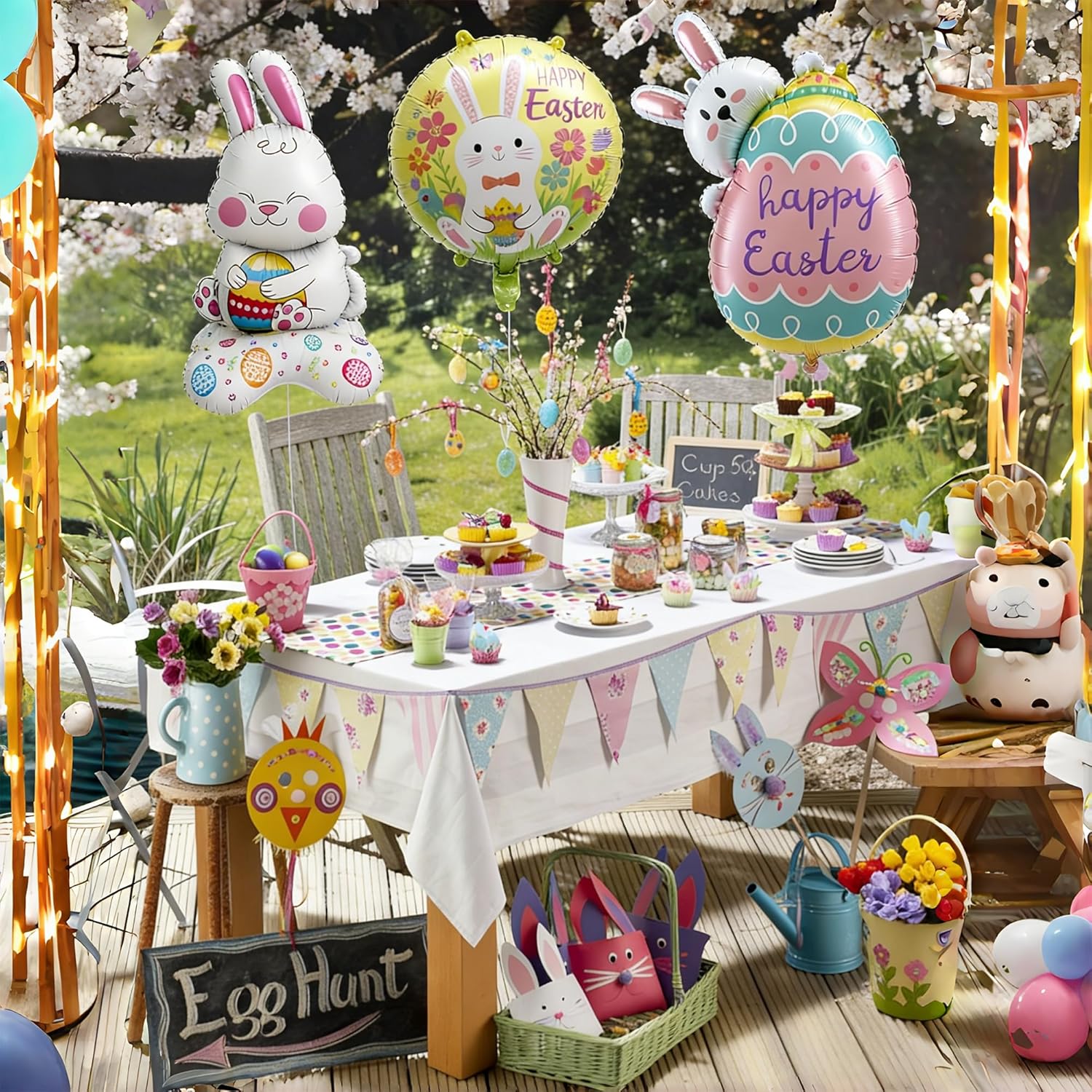 7Pcs Easter Balloons,Easter Party Decorations with Colorful Bunny Chick & Egg Shaped Balloons for Spring, Easter, Birthday, Baby Shower & Egg Hunt Party, Home Indoor Outdoor Display