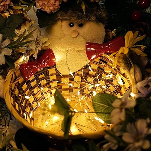 Miniatura 6 de Cynzia Paquete de 6 luces de hadas, 20 luces LED a pilas, mini cadena de luces de alambre de cobre, luces de luciérnaga para bricolaje, boda,