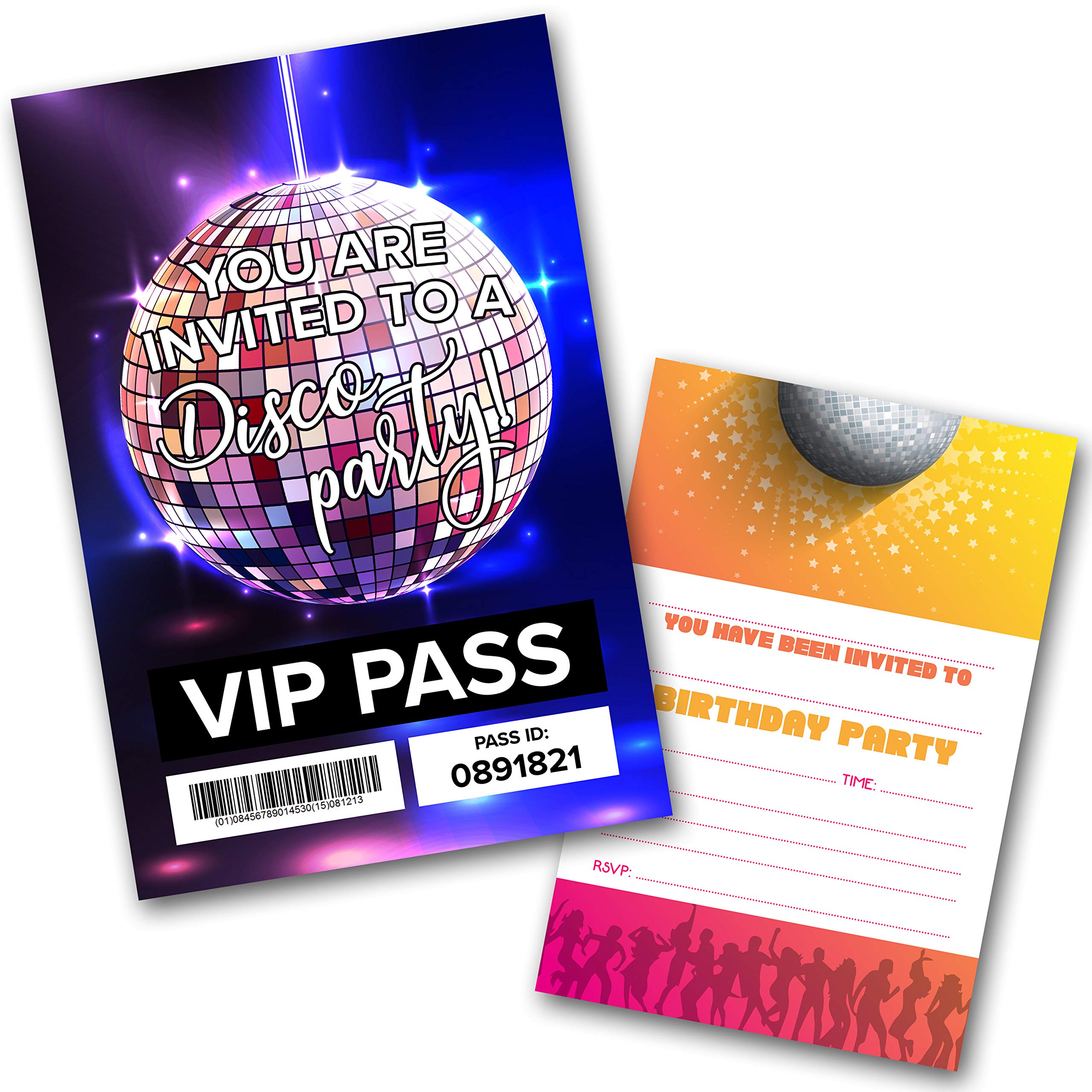 Disco Party Invitations Pack & Envelopes (WRITE ON) Click customize for prices