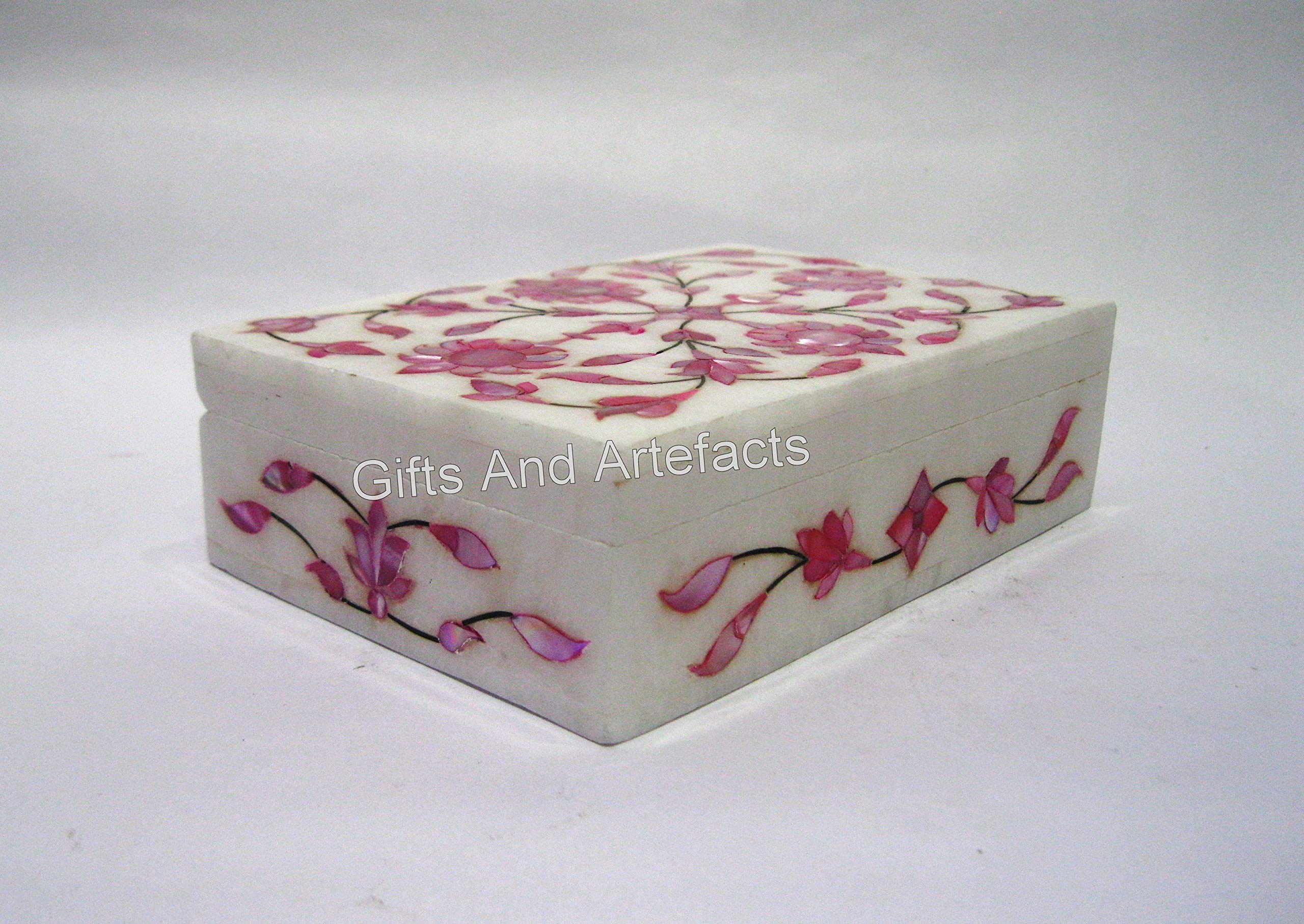 Boîte à charnière art floral en marbre pour protéger vos bijoux