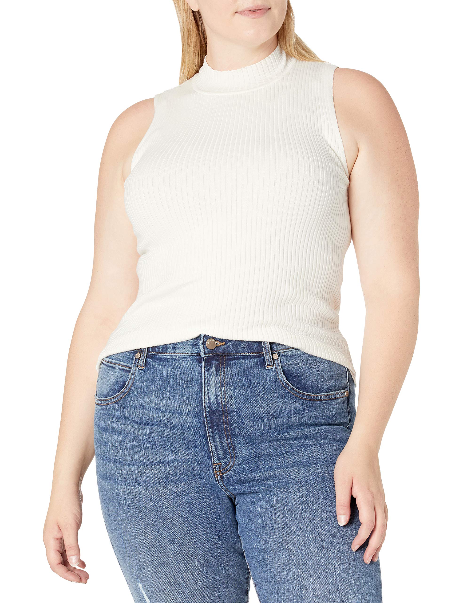 The Drop Women's Karolina Sleeveless Ribbed Mock-Neck Sweater