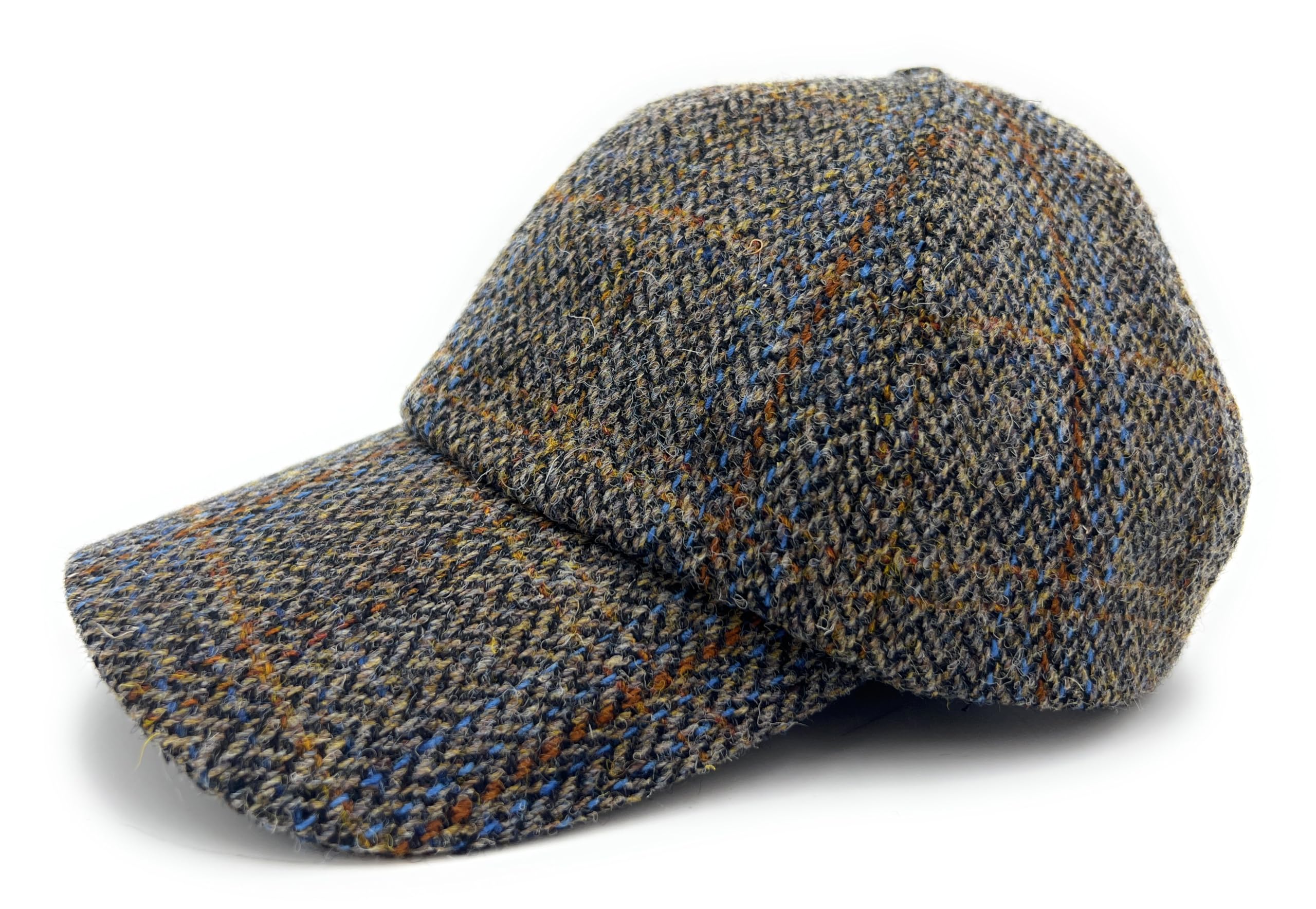Tartan Tweeds Unisex Green Herringbone Rust Overcheck Harris Tweed Baseball Cap, Deep Crown, Fit 57-62Cm, Made In Scotland (Uk, Alpha, One Size, )