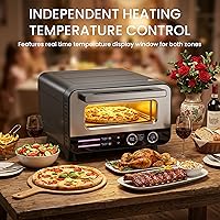 Vista 4 de Simple Deluxe Horno eléctrico para pizza de interior de 1600 W, 6 modos de cocción para pizza de 12 pulgadas, calentamiento rápido con control