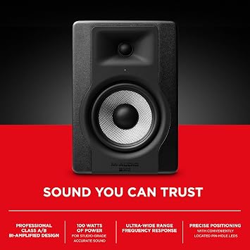 M-AUDIO BX5 Single 5-inch Studio Monitor Speaker for Music Production and Mixing with Acoustic Space Control, 2 Way Active Speaker
