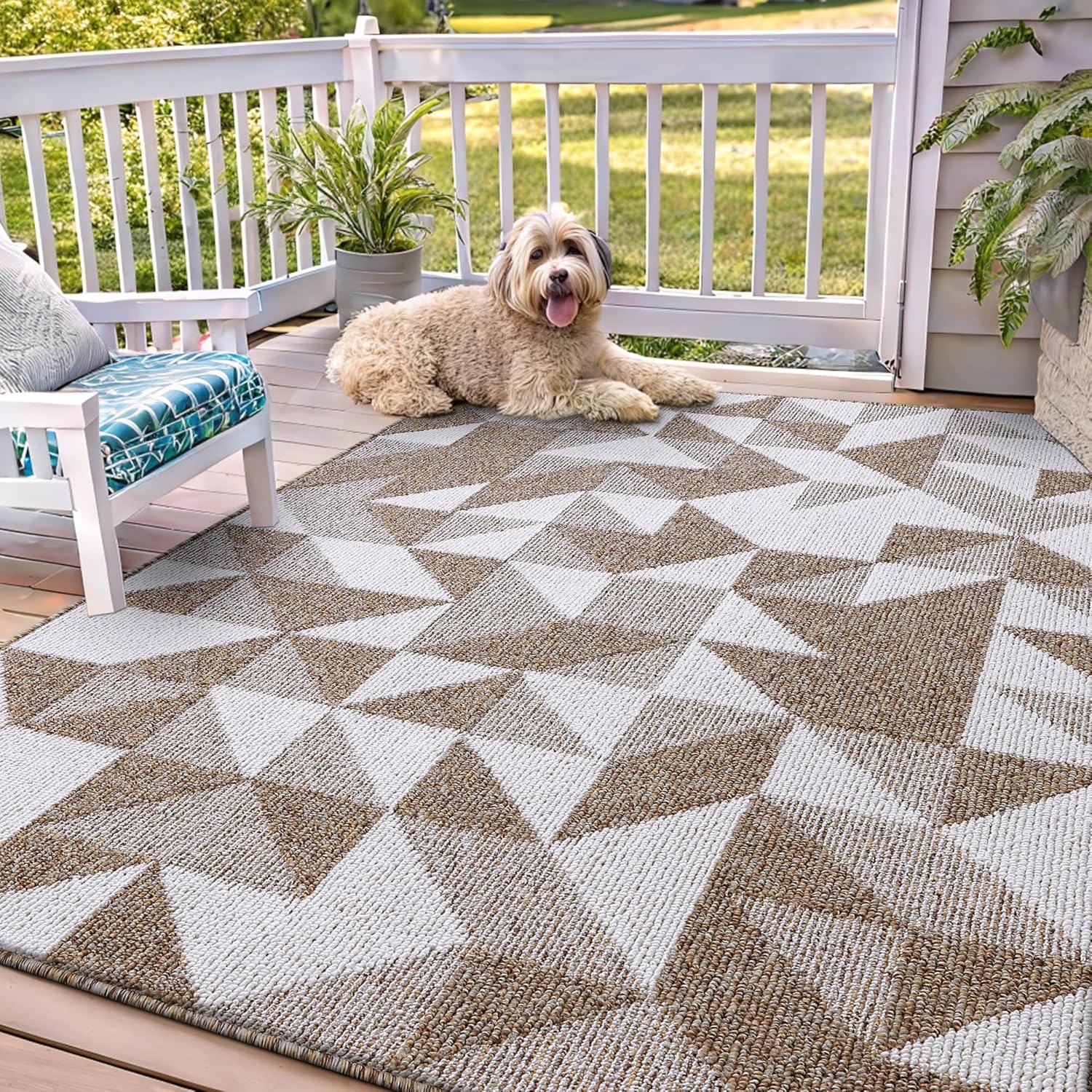 olanly large door mat indoor entrance washable 71x47, odor-free low-profile front back geometric doormat, absorbent resist dirt entry carpet, easy to clean sturdy inside floor mats for entryway, brown 71" x 47" brown