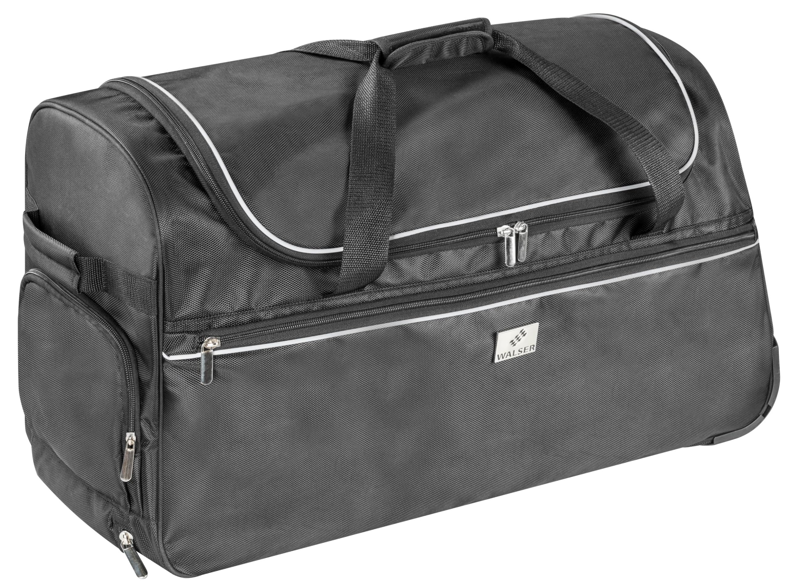 Walser Trolley Bag, Carbags Reisetasche, Handgepäck Koffer, Sporttasche Trolleyfunktion, Reisetrolley Rollkoffer schwarz-Silber 115L - 70x30x40cm