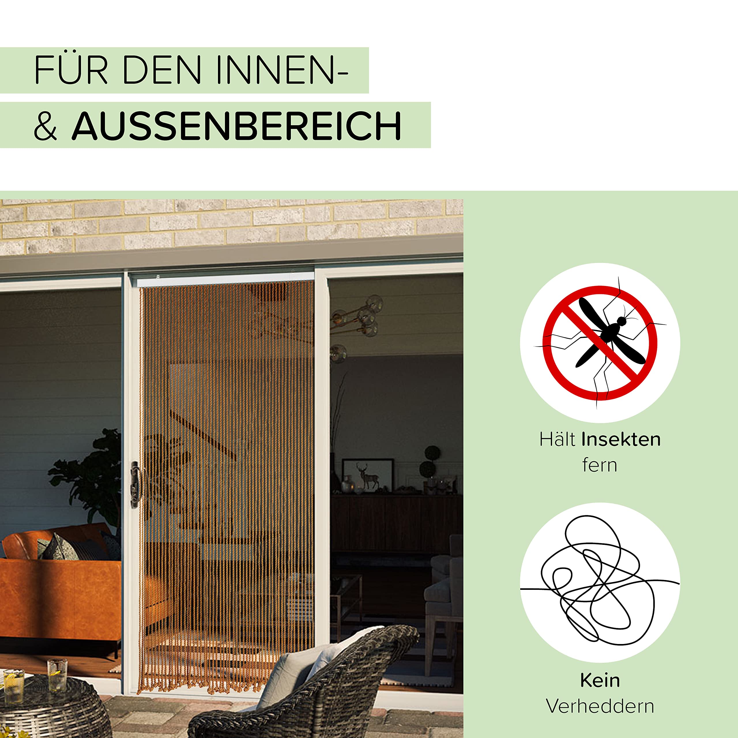 Kobolo Seilvorhang Light Brown 54 Stränge 90x195/200 cm braun