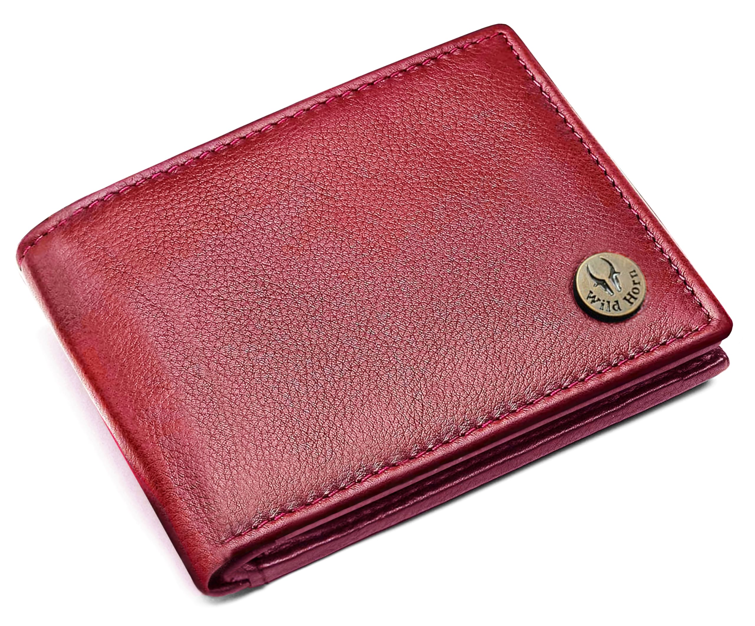 wildhorn Leather Mens Wallet | Slim Bifold RFID Blocking Premium Leather Wallet with Multiple Card Slots | Stylish & Durable (RED)-picture-11