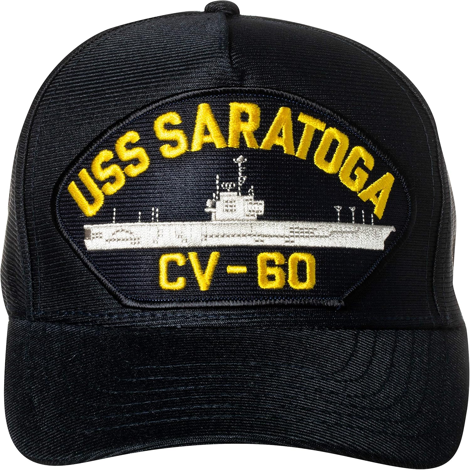 Artisan Owl United States Navy USS Saratoga CV-60 Supercarrier Ship Emblem Patch Hat – Adjustable Baseball Cap (Navy Blue)