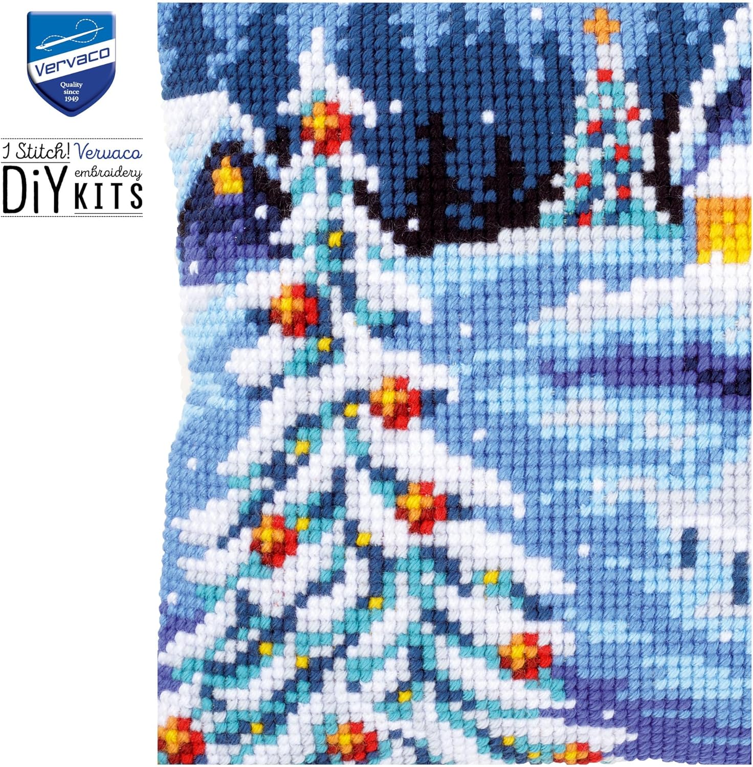 Vervaco Cross Stitch Kit: Cushion: Winter Scenery, Cotton, NA, 40 x 40cm