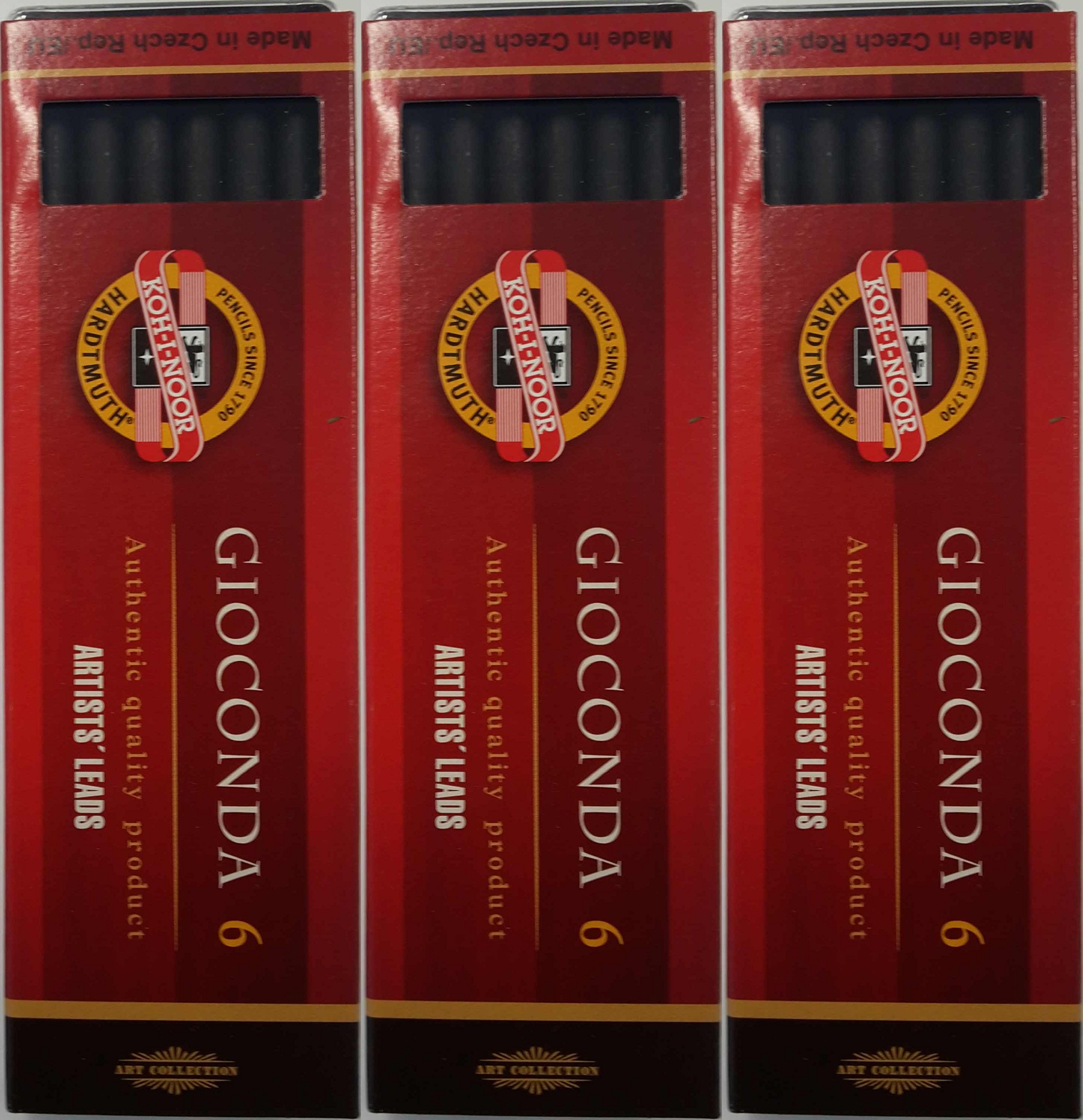 KOH-I-NOOR, Gioconda, confezione tripla di carboncini, 5,6 mm/120 mm, mina dura/media/morbida, colore nero (etichetta in lingua italiana non garantita)