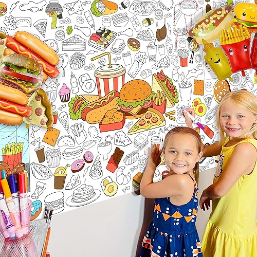 Miniatura 4 de Groovy - Mantel para colorear para niños, póster colorido de 30 x 72 pulgadas con letreros de paz, margarita, diseños retro, perfecto para juegos de