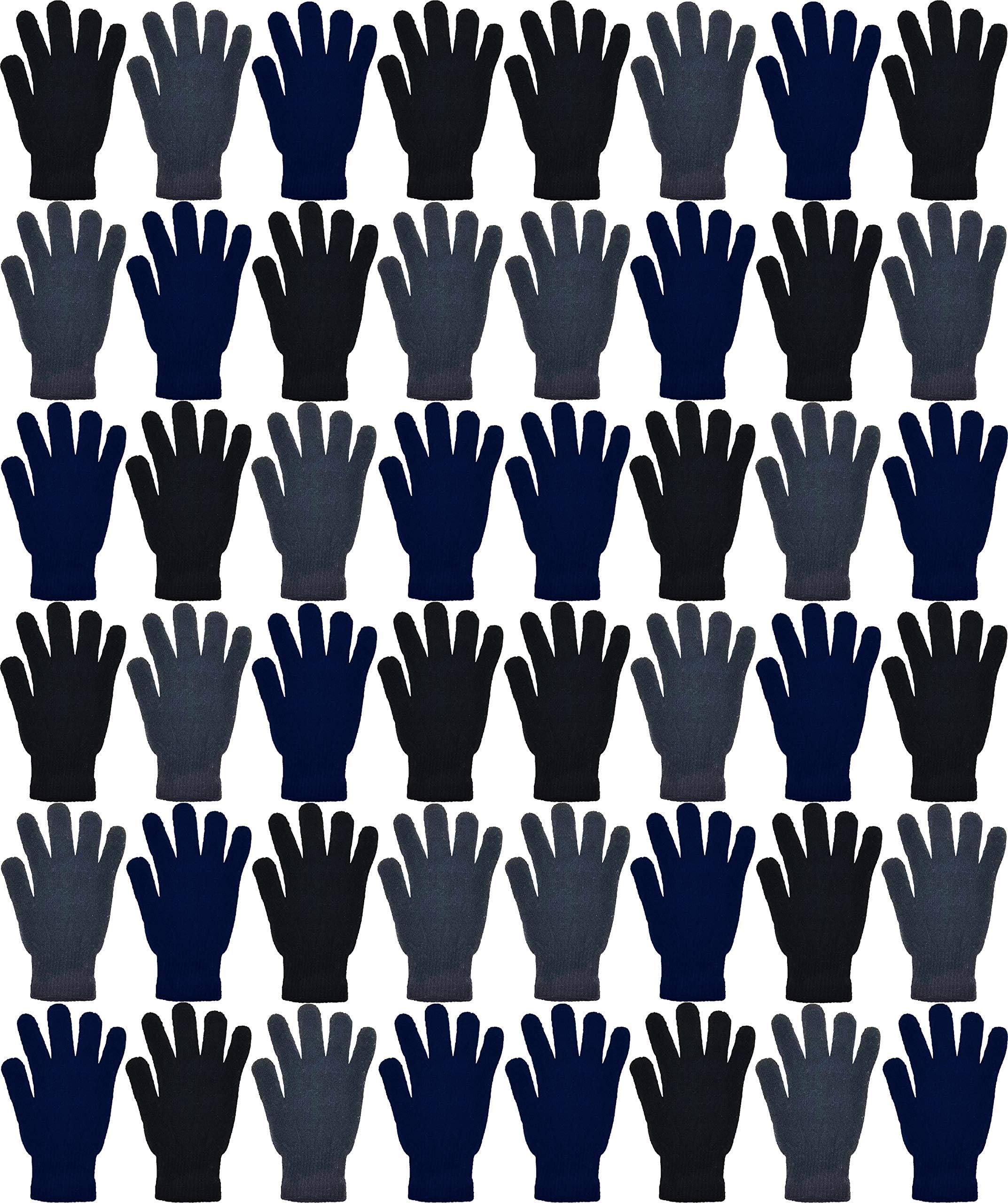 Winterlace48 Pairs Winter Magic Gloves, Bulk Warm Brushed Interior, Stretchy Assorted Mens Womens
