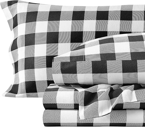 Bare Home - Juego de sábanas de franela de doble cepillado para mayor suavidad y comodidad, 100% algodón, aterciopelado, suave, pesado, bolsillo