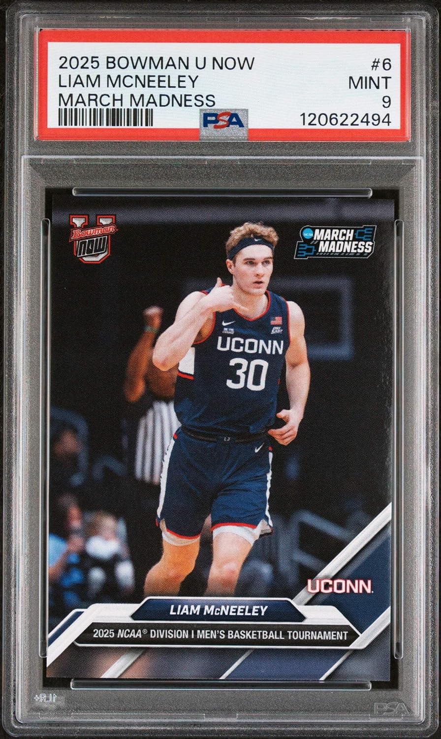 Graded 2025 Topps Bowman U Now Liam McNeeley #6 March Madness Rookie RC Basketball Card PSA 9 Mint