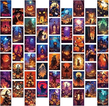 Halloween Greeting Cards, Halloween Card, 50X Retro Postcards, Assortment of Funny Halloween Greeting Cards, 4x6 Inch, Humorous Note Card Set for Hilarity