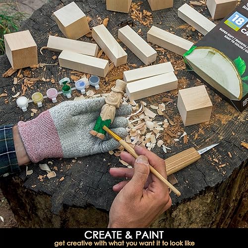 Miniatura 7 de BeaverCraft Kit de tallado de madera grande Deluxe S18X - Juego de cuchillos de corte y bloques de tallado de tilo BW18 piezas de madera blanda para