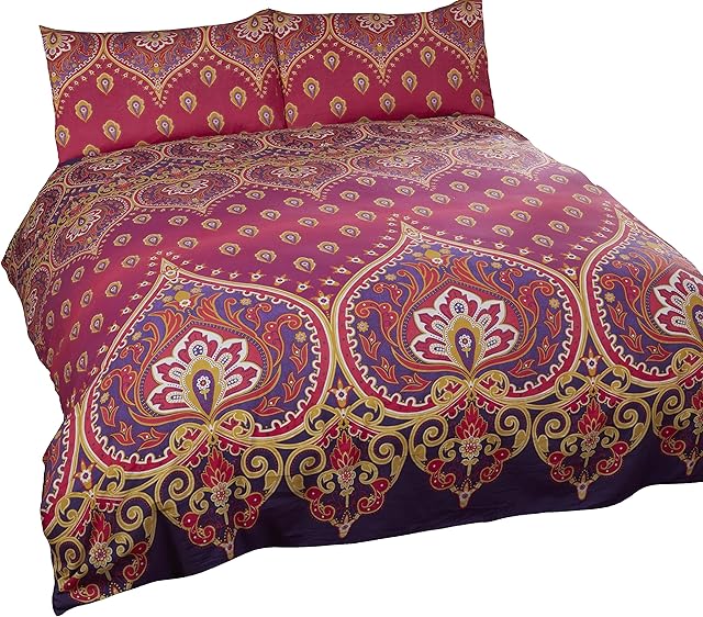 Rapport Home Asha Duvet Set, Double-Ruby, Polyester-Cotton