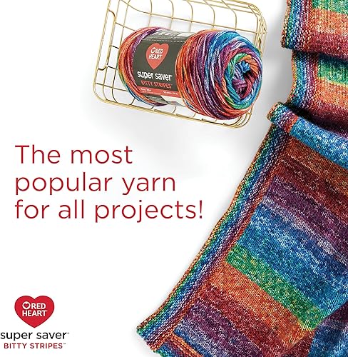 Miniatura 5 de Red Heart Super Saver Bitty Stripe Sunset Stripes - Hilo de rayas  Paquete de 2 unidades de 10 onzas  9.98 oz  100% acrílico  #4 peinado (mediano)