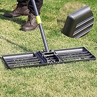 Oliynedy Heavy Duty Lawn Leveling Rake - 26" x 10" Wide Plate, 65" Steel Handle for Effortless Garden Soil Leveling