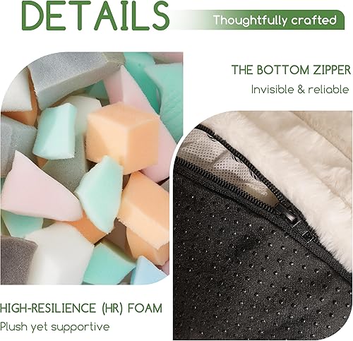 Miniatura 3 de HIGOGOGO Puf Otomano Redondo Relleno, Pufs de Piel Sintética a Rayas con Relleno de Trozos de Espuma, Puf Peludo y Esponjoso Taburete Reposapiés