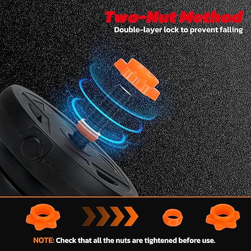 Miniatura 5 de Juego de mancuernas ajustables, juego de pesas de 66 libras, juego de mancuernas 4 en 1 con conector para barra, pesas rusas, soporte de flexión,