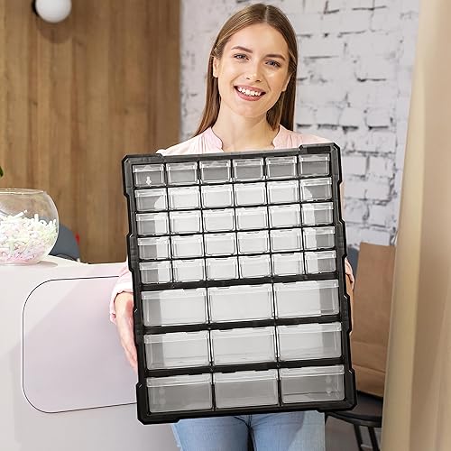 Miniatura 5 de Elevon Hardware and Craft - Armario de 14.8 pulgadas de ancho x 6.3 pulgadas de profundidad x 18.7 pulgadas de alto, 39 cajones, color negro