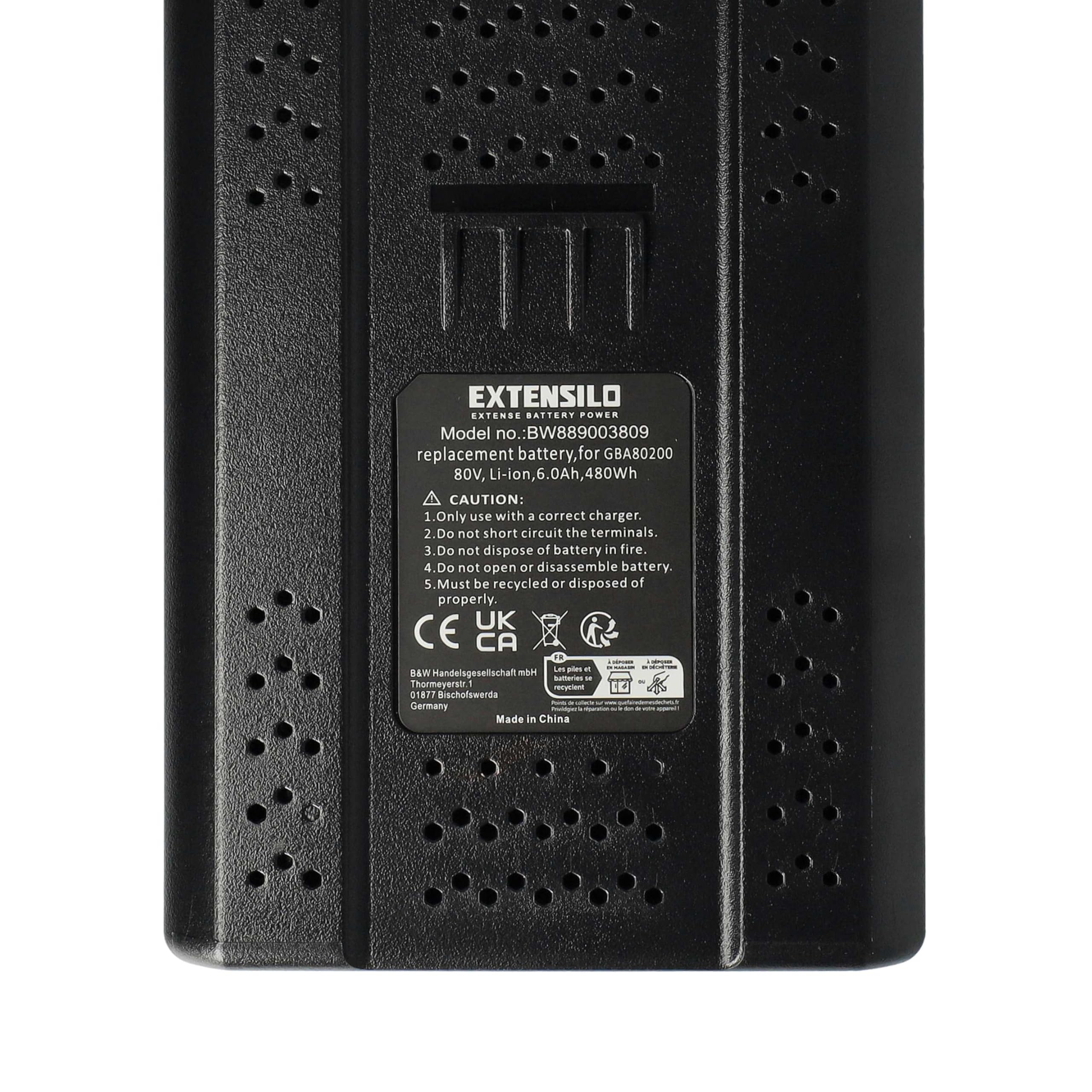 batteria sostituisce Stiga SBT 2580 AE, BT 80 Li 5.0, BT 80 Li 4.0 per utensile elettrico (6000 mAh, Li-Ion, 80 V)
