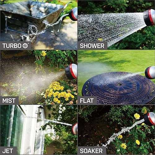 Miniatura 4 de Eden 94824 Boquilla rociadora de manguera de jardín con control de pulgar de metal resistente, 6 patrones, rociador de alta presión con conector