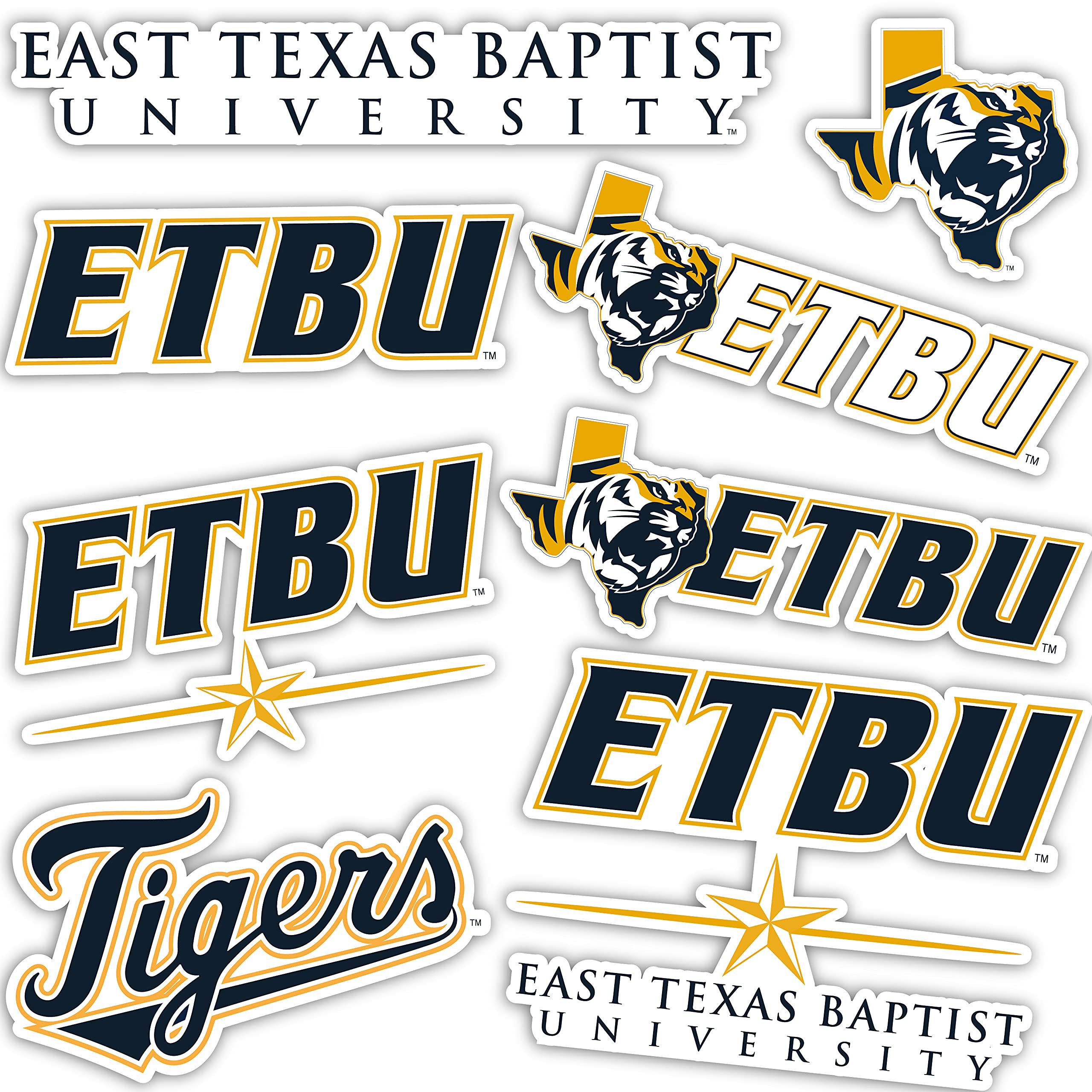 Autocollant ETBU Tigers durable en vinyle premium pour gourde et PC portable