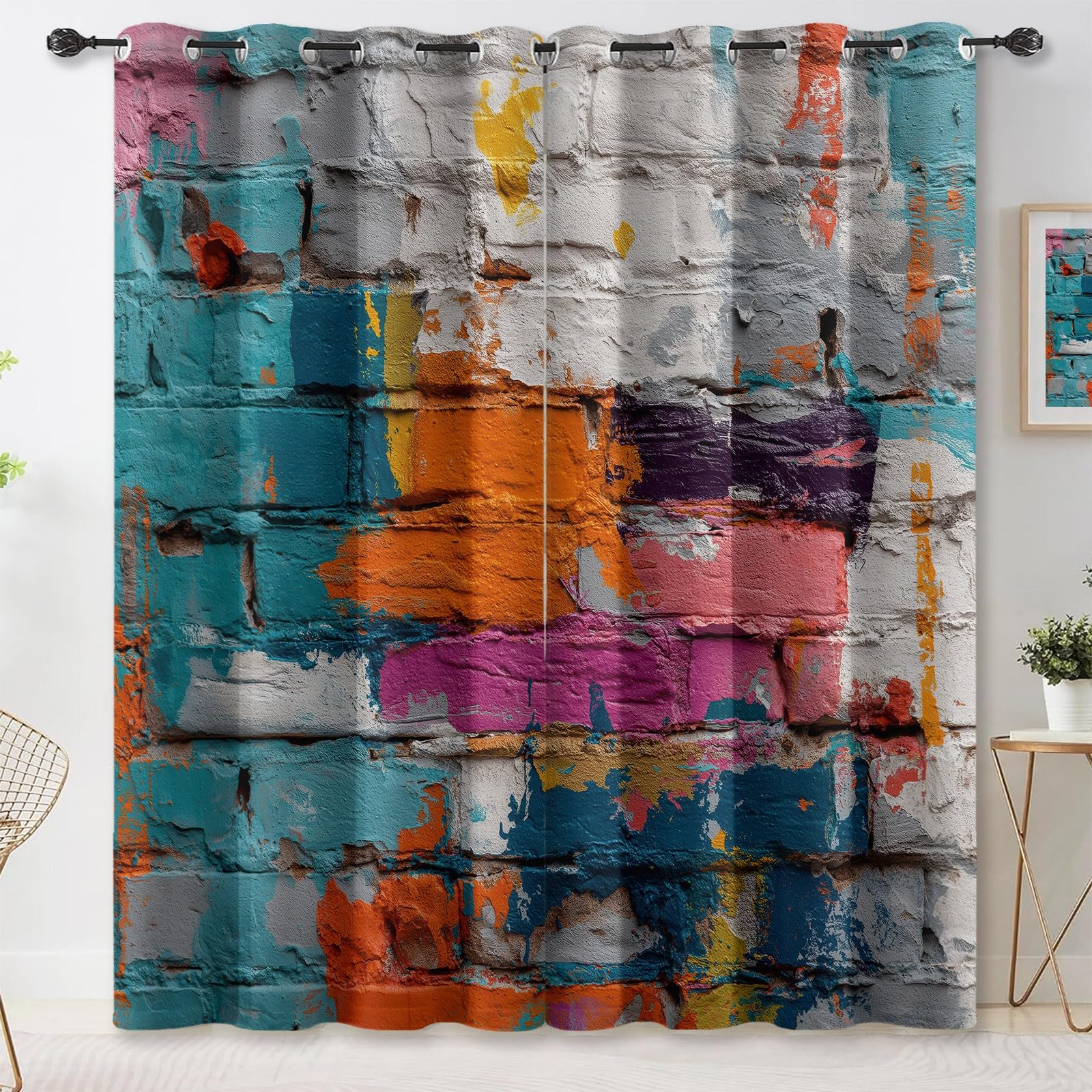 Polyester rideaux chambre occultants et thermiques à motifs graffiti