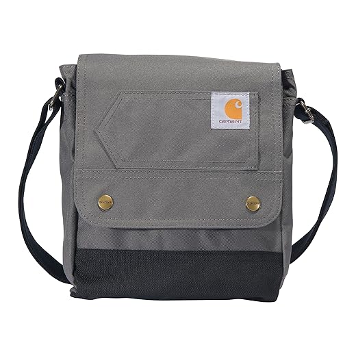 Carhartt, Durable, Adjustable Crossbody Bag with Flap Over Snap Closure,Gray