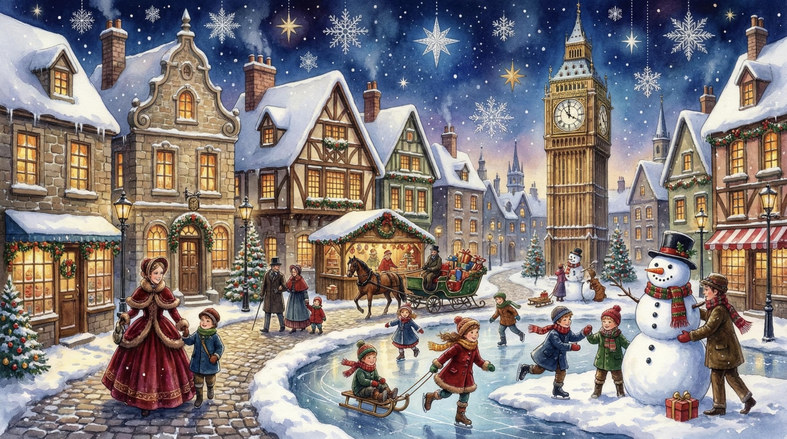 Big Ben in Snow Jigsaw Puzzle 1000 Pieces, Stress Relief Brain Teaser Gift