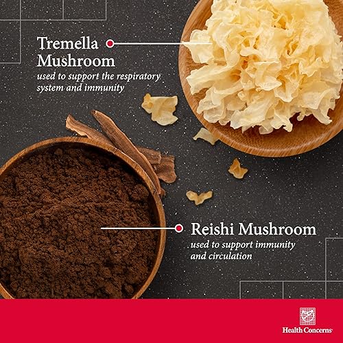 Miniatura 3 de Health Concerns Power Mushrooms - Sistema inmunológico y apoyo energético natural - Suplemento de hongos adaptogénicos con Reishi, Tremella,
