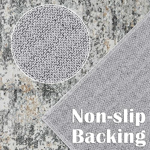 Miniatura 7 de jinchan Alfombra de pasillo de 2 x 5, lavable, moderna, abstracta, gris, con múltiples estampados, delgada, colorida alfombra de interior