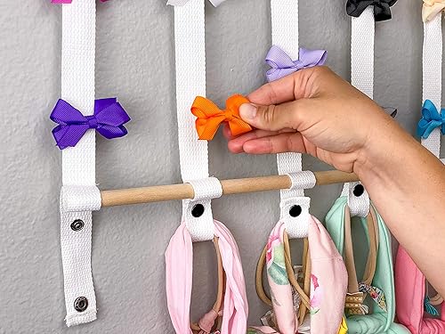 Miniatura 9 de Organizador de lazo para el pelo para niñas, cintas de algodón blanco, diadema, corbata, clip, organizadores de lazo, accesorios para el cabello