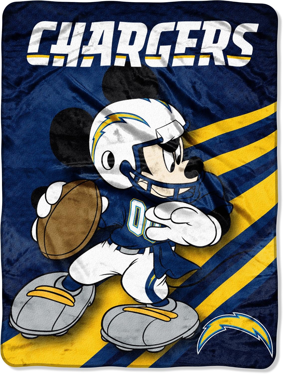 Officially Licensed NFL Co-Branded Mickey Mouse Micro Raschel Throw Blanket, 46" x 60", Multi Color