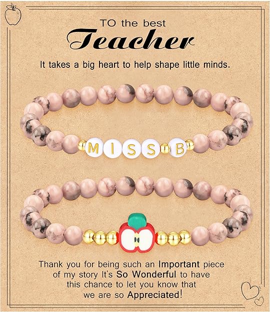 Teacher Appreciation Gifts for Women,Teacher Must Haves Initial Bracelet Mrs Miss End of Year Teacher Gifts Thank You for Helping Me Grow Music Math Science Teachers Bracelets Retirement 2 Set Jewelry
