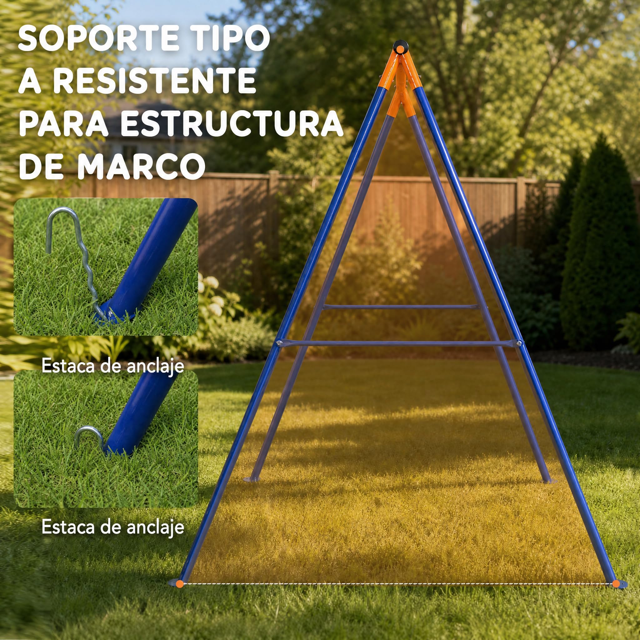 hotsizz Juego de Columpio Jardin Exterior de Metal Resistente, Columpios Infantiles para Niños, Estructura de Acero, Dimensiones 245×182×148 cm para Patio y Terraza
