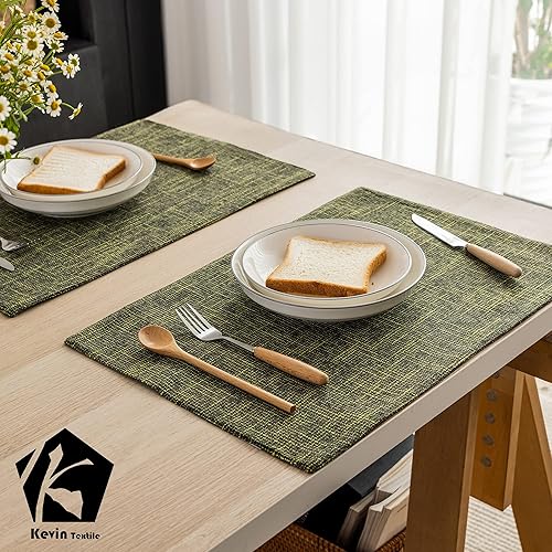 Miniatura 2 de Kevin Textile - Juego de 4 manteles individuales resistentes al calor para mesa de cocina, manteles individuales de lino lavables y duraderos (4