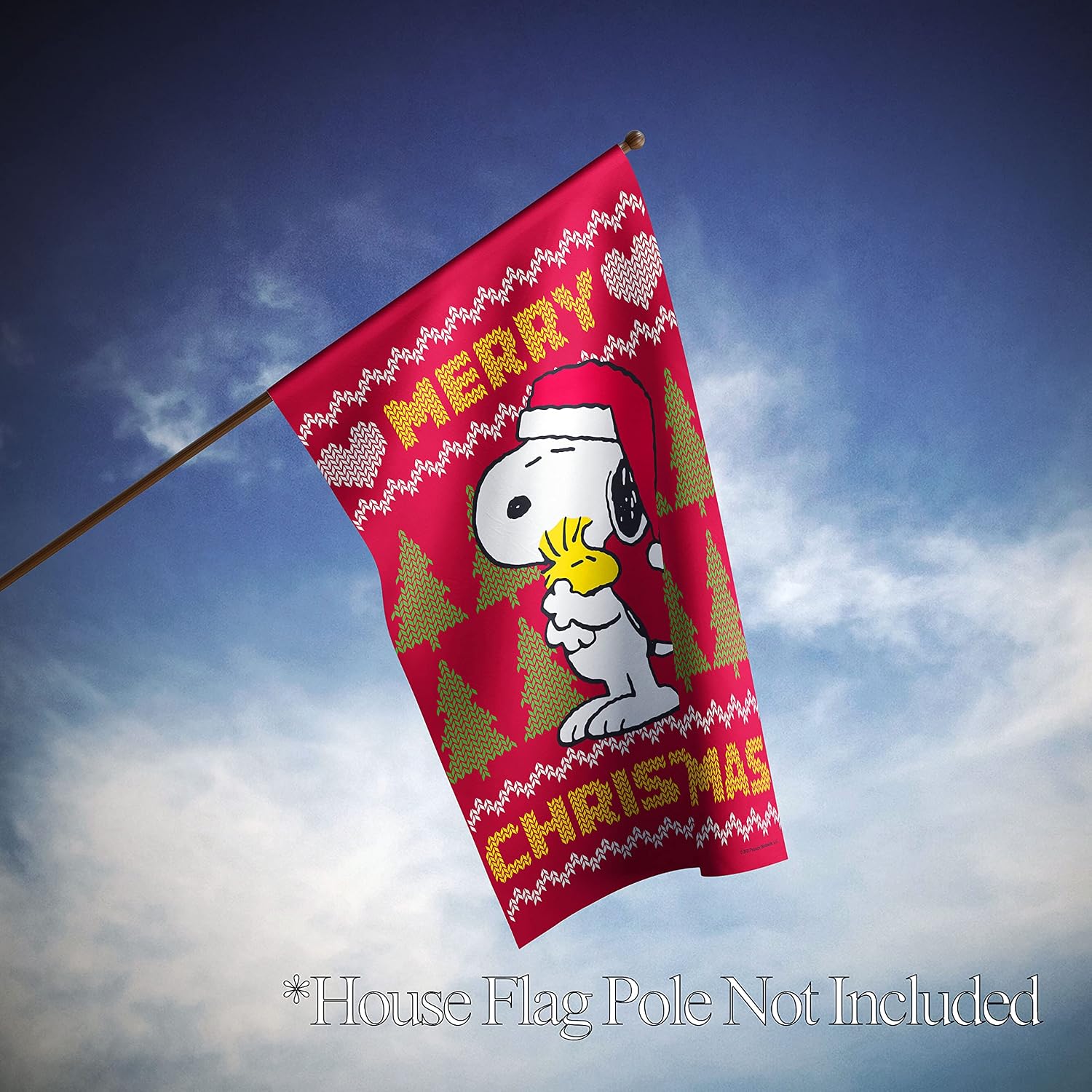 Flagology.com, PEANUTS®, PEANUTS® Christmas Sweater – House Flag 28" x 40", Officially Licensed PEANUTS®, Christmas