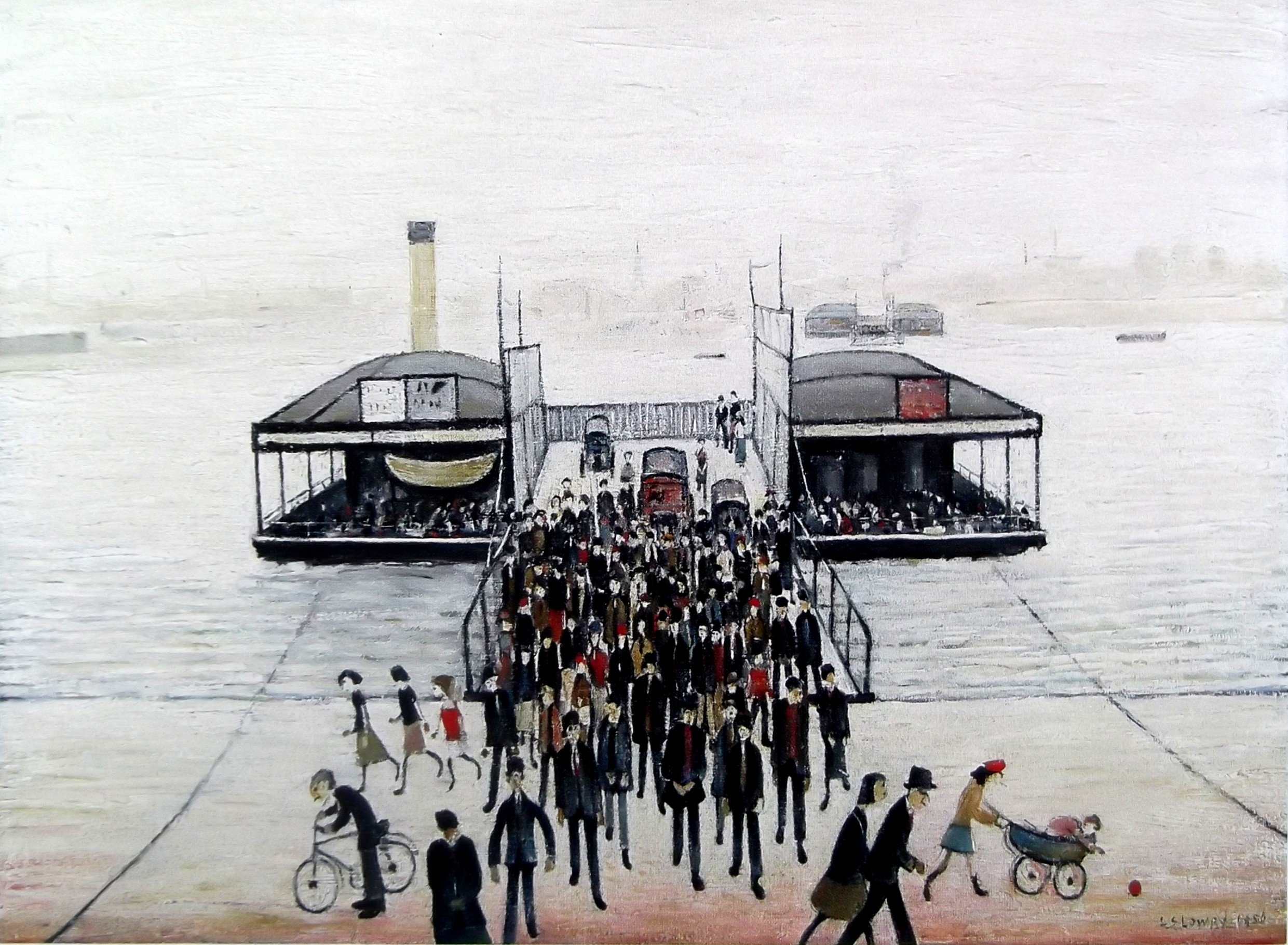 Stateoftheart-Uk Image - Floating Bridge Southampton - Plus Border Authentic Uk Handcrafted L S Lowry Print - 16 X 12Inch